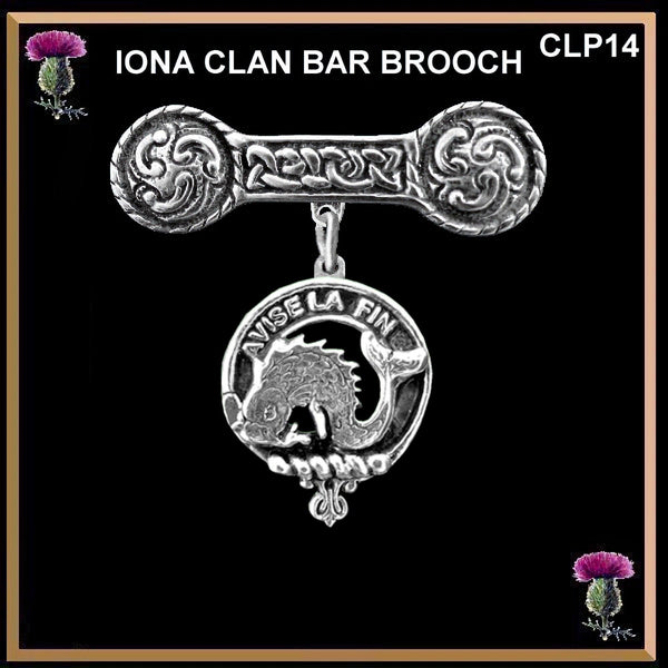 Kennedy Clan Crest Iona Bar Brooch - Sterling Silver