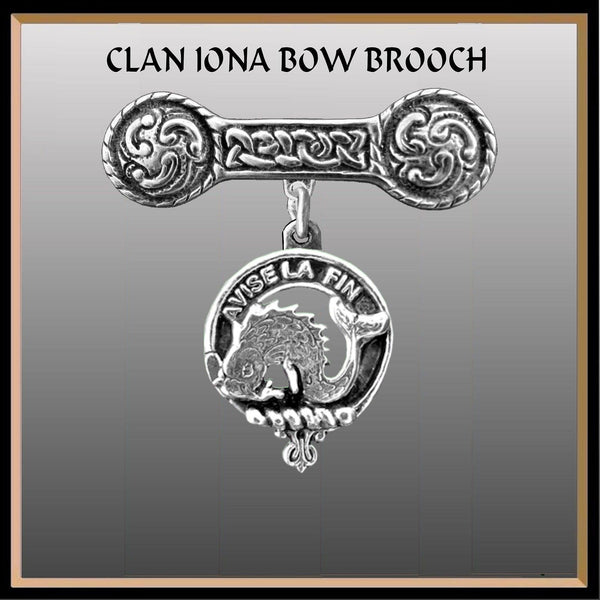 Kennedy Clan Crest Iona Bar Brooch - Sterling Silver