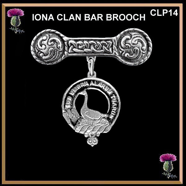 Lauder Clan Crest Iona Bar Brooch - Sterling Silver