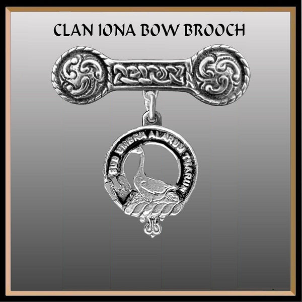 Lauder Clan Crest Iona Bar Brooch - Sterling Silver
