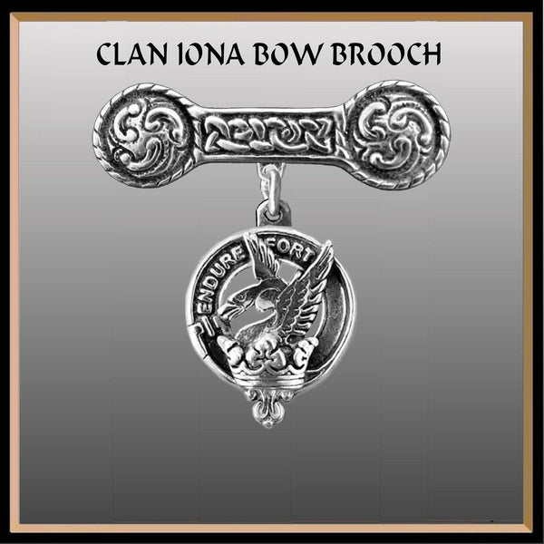 Lindsay Clan Crest Iona Bar Brooch - Sterling Silver