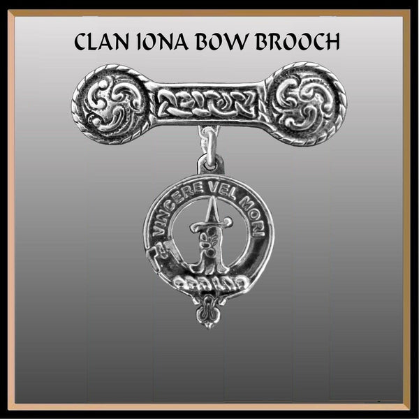 MacDowall Clan Crest Iona Bar Brooch - Sterling Silver