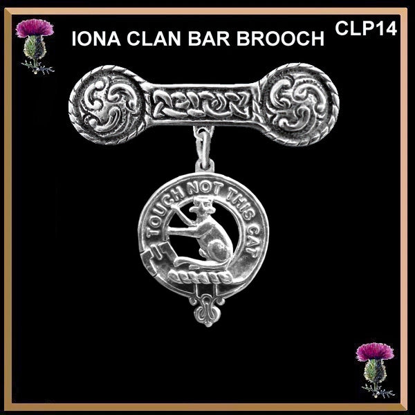 MacGillivray Clan Crest Iona Bar Brooch - Sterling Silver