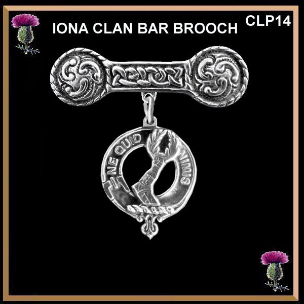 MacKinlay Clan Crest Iona Bar Brooch - Sterling Silver