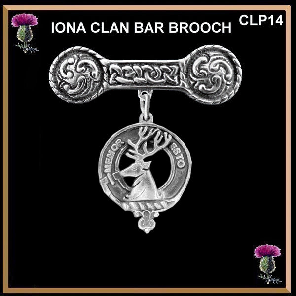 MacPhail Clan Crest Iona Bar Brooch - Sterling Silver