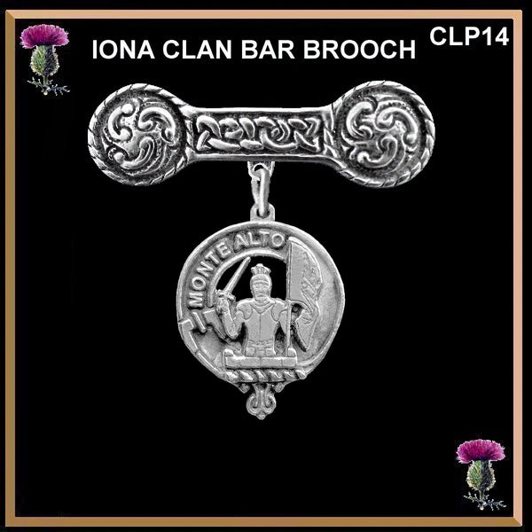 Mowat Clan Crest Iona Bar Brooch - Sterling Silver