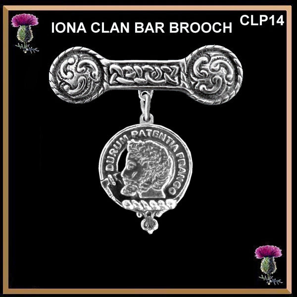 Muir Clan Crest Iona Bar Brooch - Sterling Silver