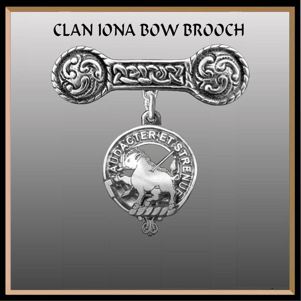 Pollock Clan Crest Iona Bar Brooch - Sterling Silver