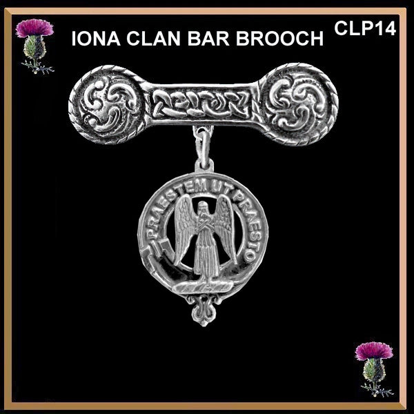 Preston Clan Crest Iona Bar Brooch - Sterling Silver