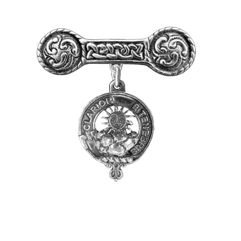 Purvis Clan Crest Iona Bar Brooch - Sterling Silver