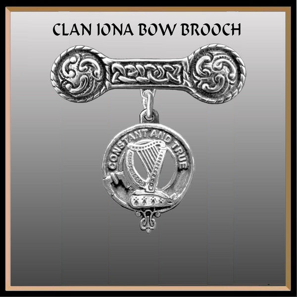Rose Clan Crest Iona Bar Brooch - Sterling Silver