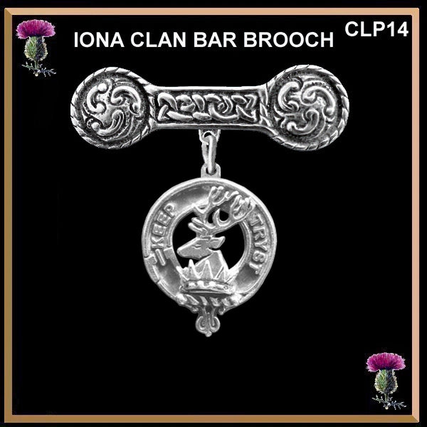 Sempill Clan Crest Iona Bar Brooch - Sterling Silver