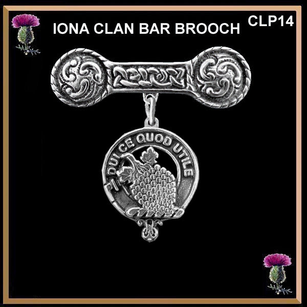 Strang Clan Crest Iona Bar Brooch - Sterling Silver