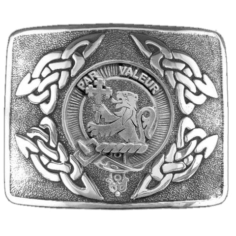 Heron Clan Crest Interlace Kilt Buckle, Scottish Badge