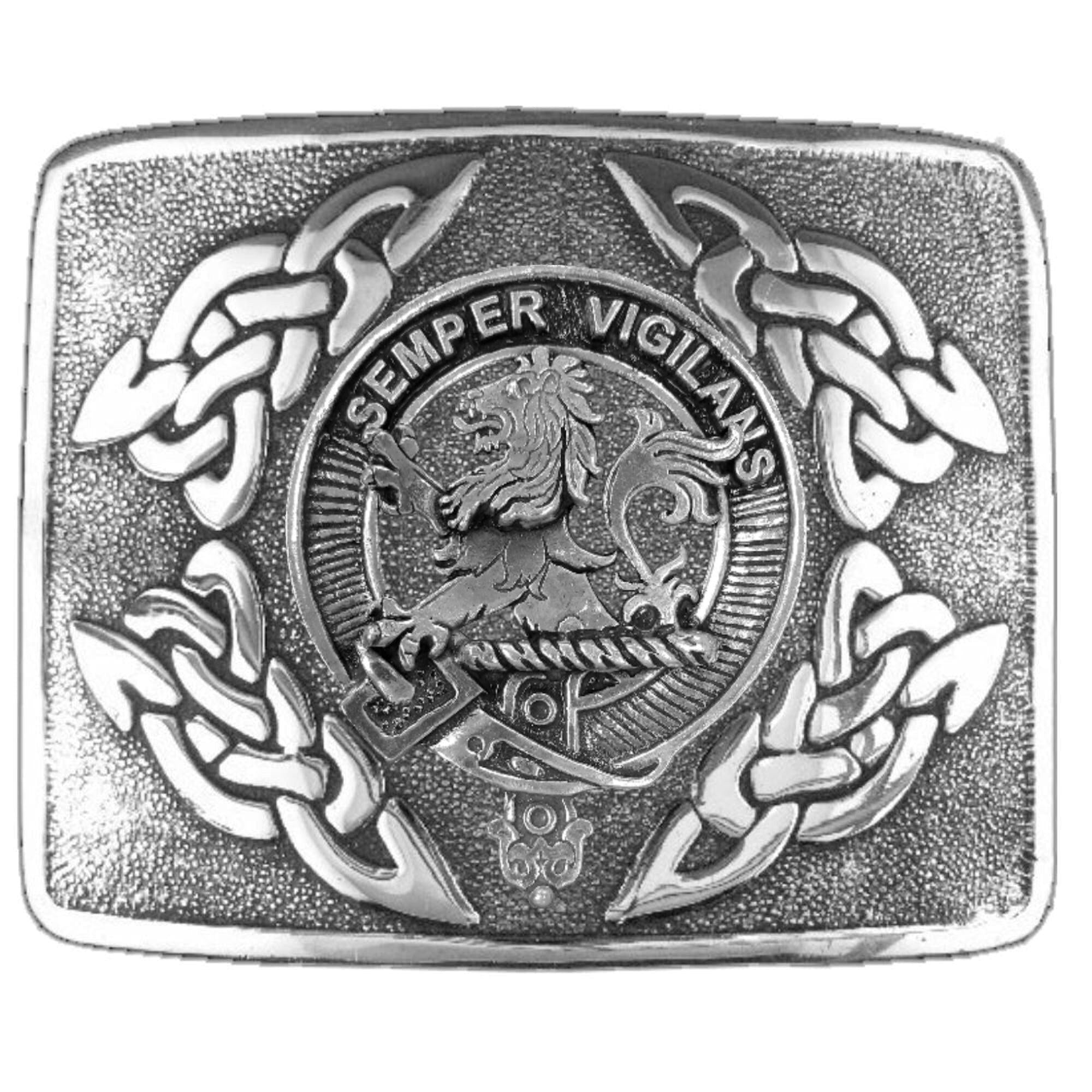 Wilson (Lion) Clan Crest Interlace Kilt Buckle, Scottish Badge
