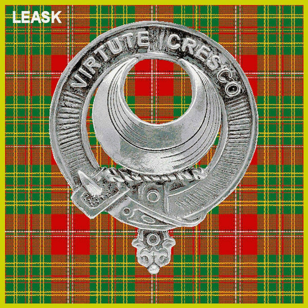 Leask 8oz Clan Crest Scottish Badge Stainless Steel Flask