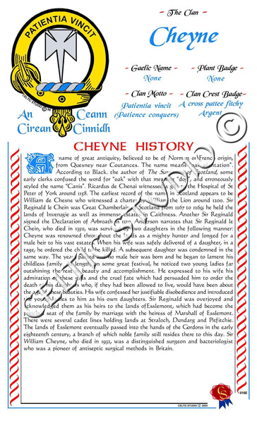 Cheyne Scottish Clan History