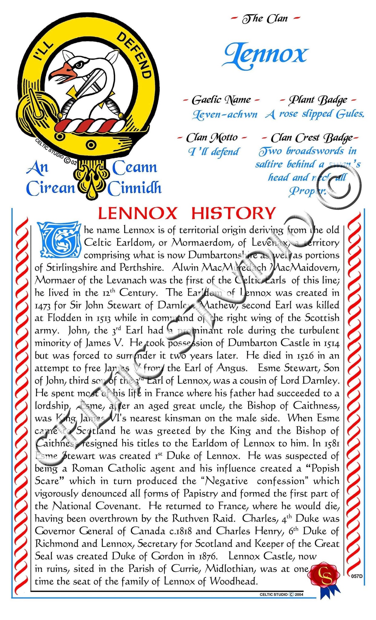 Lennox Scottish Clan History