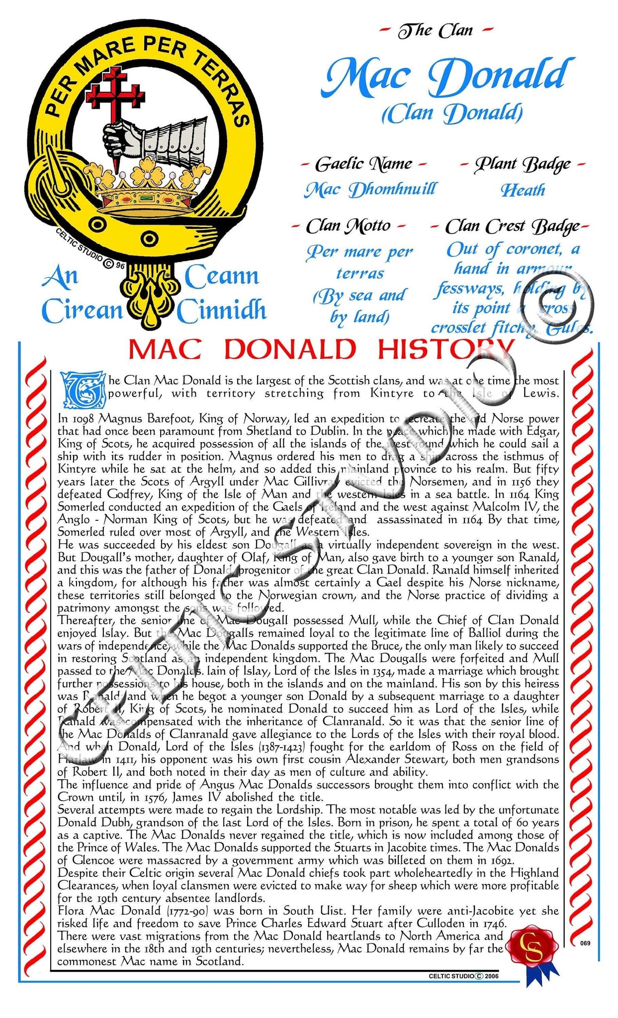 MacDonald (Donald) Scottish Clan History
