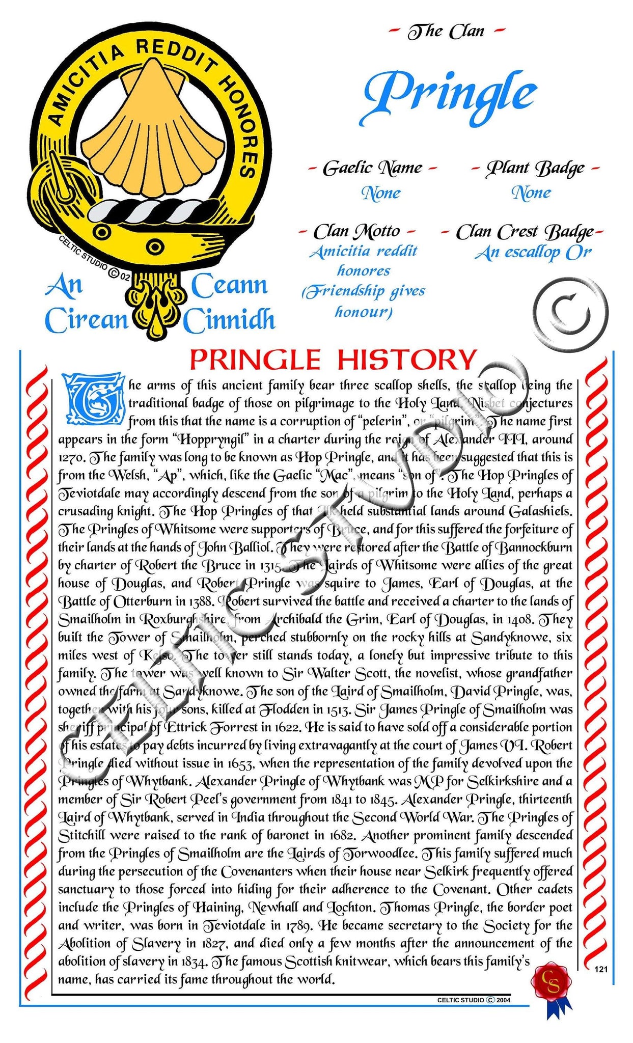 Pringle Scottish Clan History