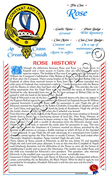 Rose Scottish Clan History