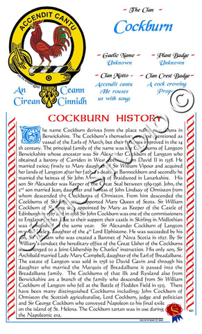 Cockburn Scottish Clan History