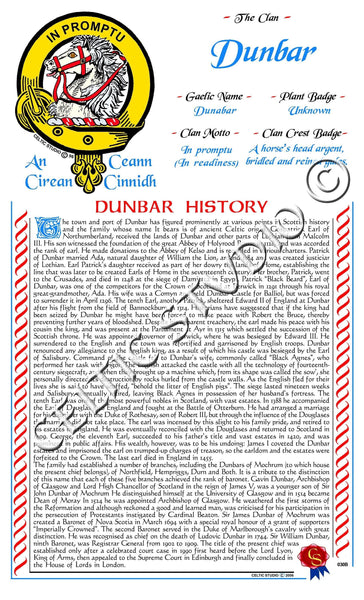 Dunbar Scottish Clan History