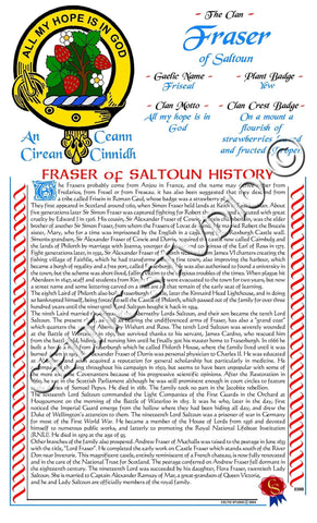 Fraser Saltoun Scottish Clan History