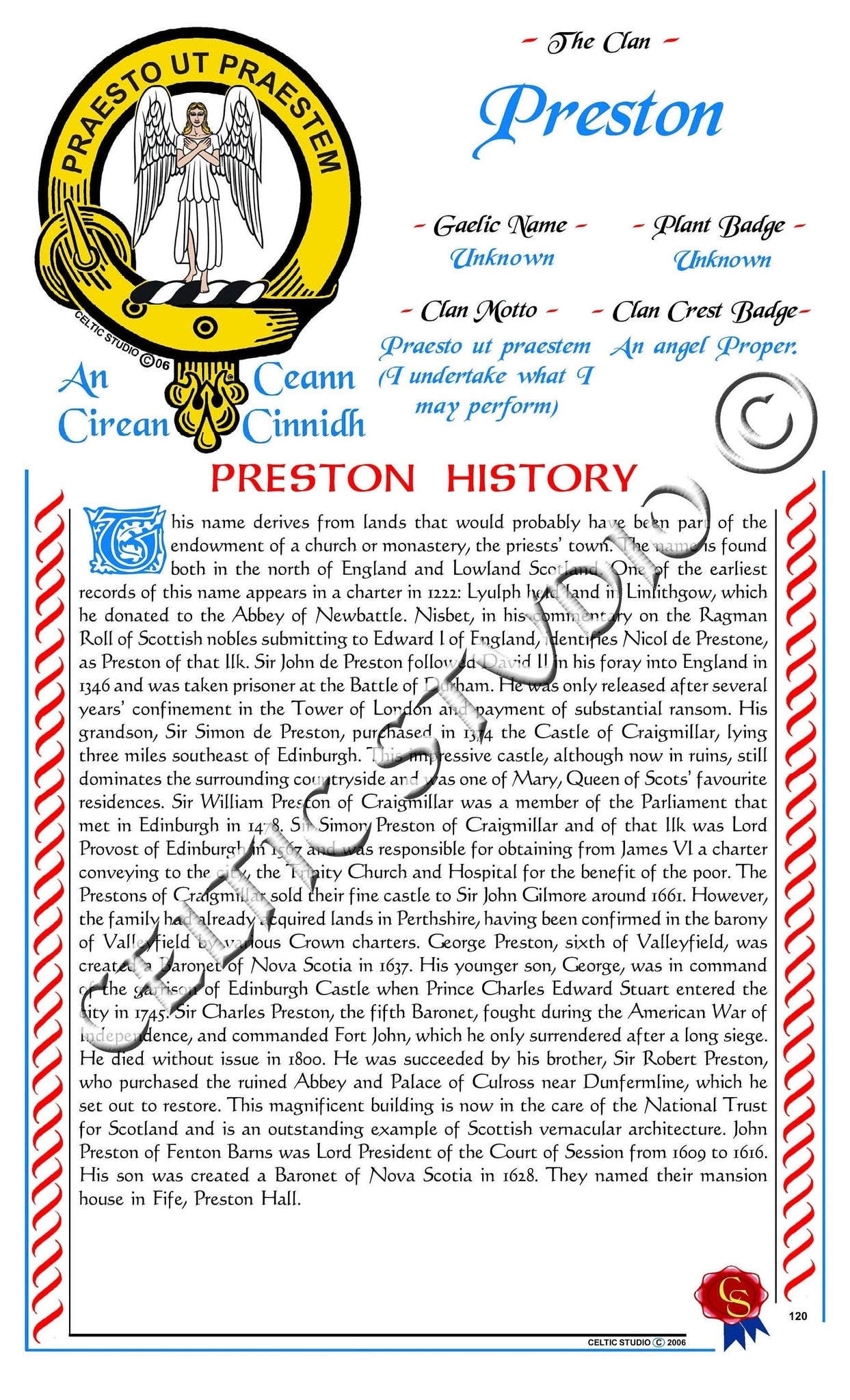 Preston Scottish Clan History
