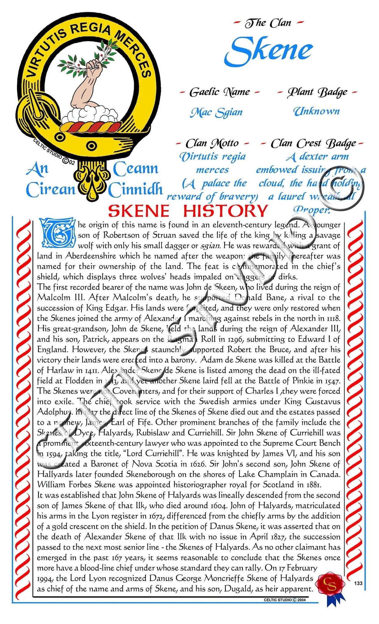 Skene Scottish Clan History