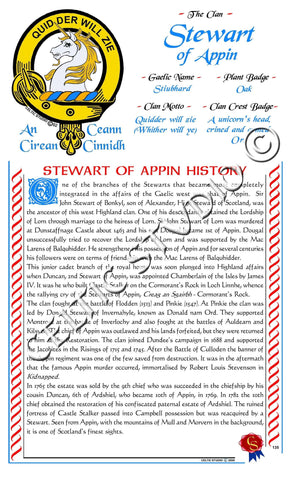 Stewart (Appin) Scottish Clan History