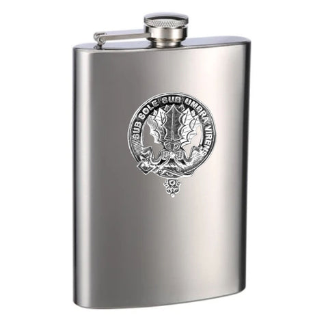 Irvine (Drum) 8oz Clan Crest Scottish Badge Stainless Steel Flask