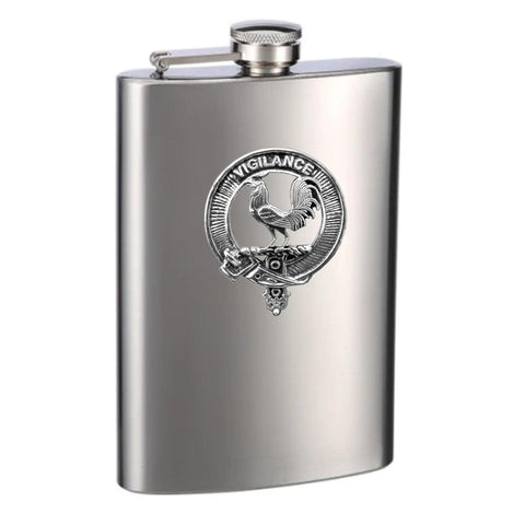 Laing (Rooster) 8oz Clan Crest Scottish Badge Stainless Steel Flask