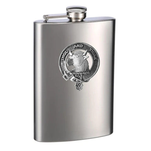 Tweedie 8oz Clan Crest Scottish Badge Stainless Steel Flask