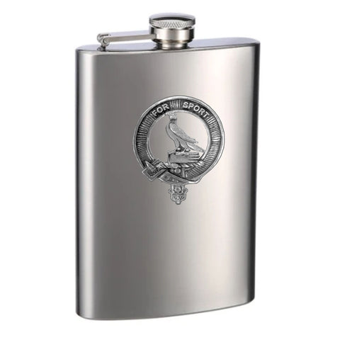 Clelland 8oz Clan Crest Scottish Badge Stainless Steel Flask