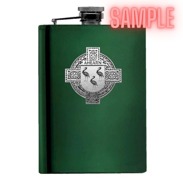 Sammons Irish Celtic Cross Badge 8 oz. Flask Green, Black or Stainless