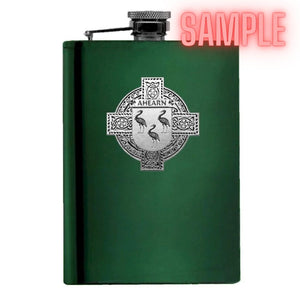 Davis Irish Celtic Cross Badge 8 oz. Flask Green, Black or Stainless