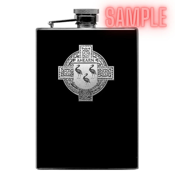 Sammons Irish Celtic Cross Badge 8 oz. Flask Green, Black or Stainless