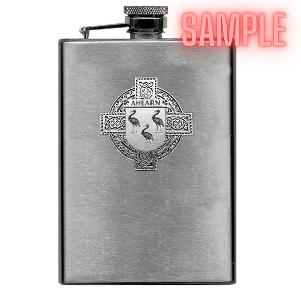 Davis Irish Celtic Cross Badge 8 oz. Flask Green, Black or Stainless