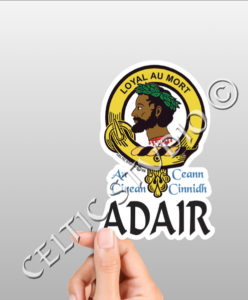 Custom Adair Clan Crest Decal - Scottish Heritage Emblem Sticker for Car, Laptop, and Water Bottle