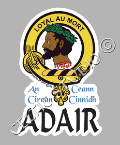 Vinyl  Adair Clan Badge Decal - Personalized Scottish Family Heritage Sticker