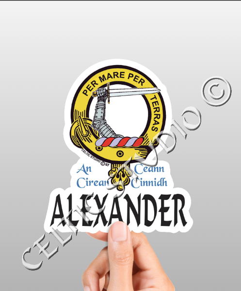 Custom Alexander Clan Crest Decal - Scottish Heritage Emblem Sticker for Car, Laptop, and Water Bottle