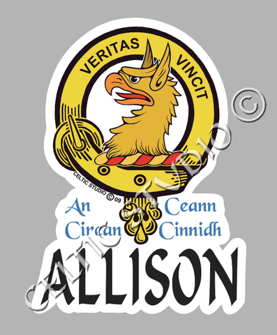 Vinyl  Allison Clan Badge Decal - Personalized Scottish Family Heritage Sticker