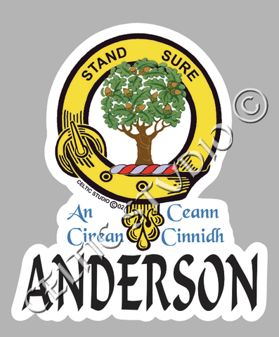 Vinyl  Anderson Clan Badge Decal - Personalized Scottish Family Heritage Sticker
