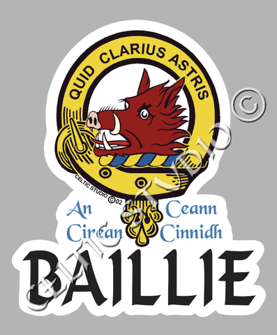 Vinyl  Baillie Clan Badge Decal - Personalized Scottish Family Heritage Sticker