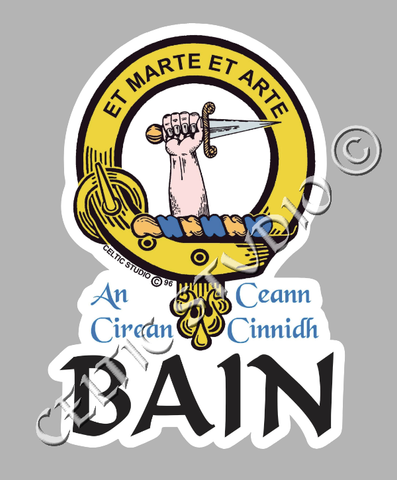 Custom Bain Clan Crest Decal - Scottish Heritage Emblem Sticker for Car, Laptop, and Water Bottle