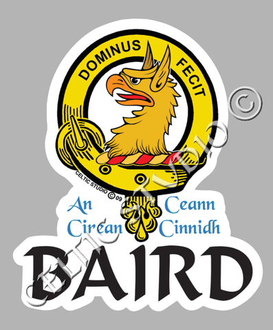 Custom Baird Clan Crest Decal - Scottish Heritage Emblem Sticker for Car, Laptop, and Water Bottle