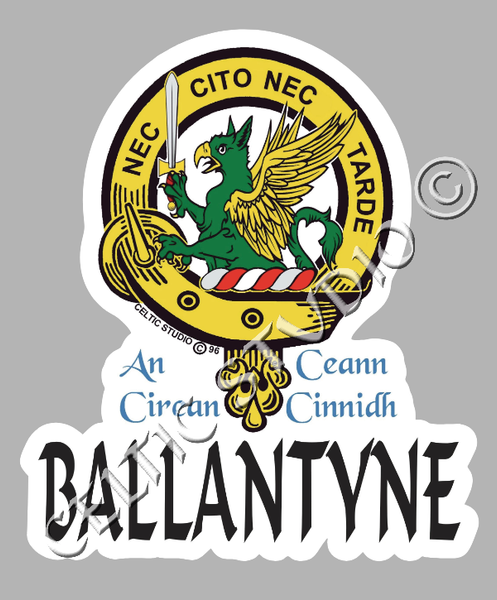 Custom Ballantyne Clan Crest Decal - Scottish Heritage Emblem Sticker for Car, Laptop, and Water Bottle