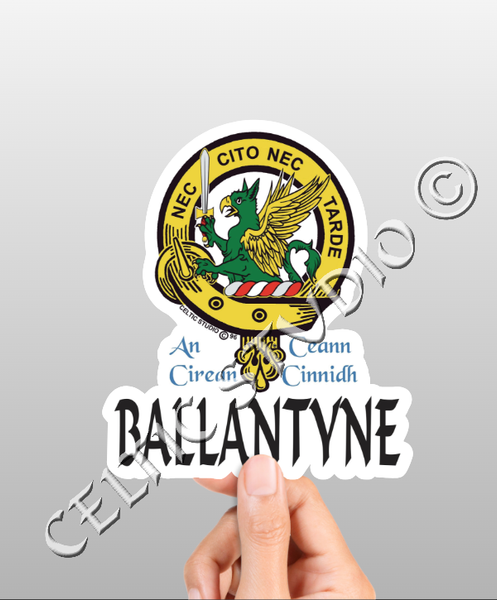 Vinyl  Ballantyne Clan Badge Decal - Personalized Scottish Family Heritage Sticker