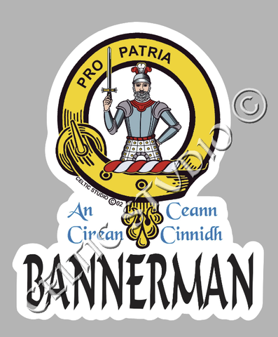 Custom Bannerman Clan Crest Decal - Scottish Heritage Emblem Sticker for Car, Laptop, and Water Bottle